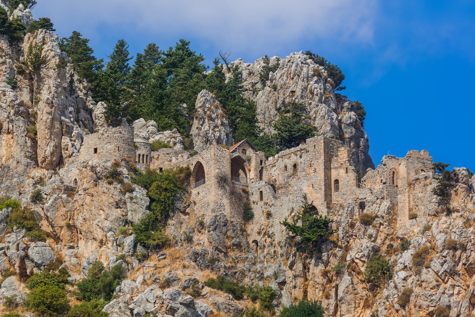 Historical Saint Hilarion Castle in Kyrenia region - Northern Cyprus - architecture background